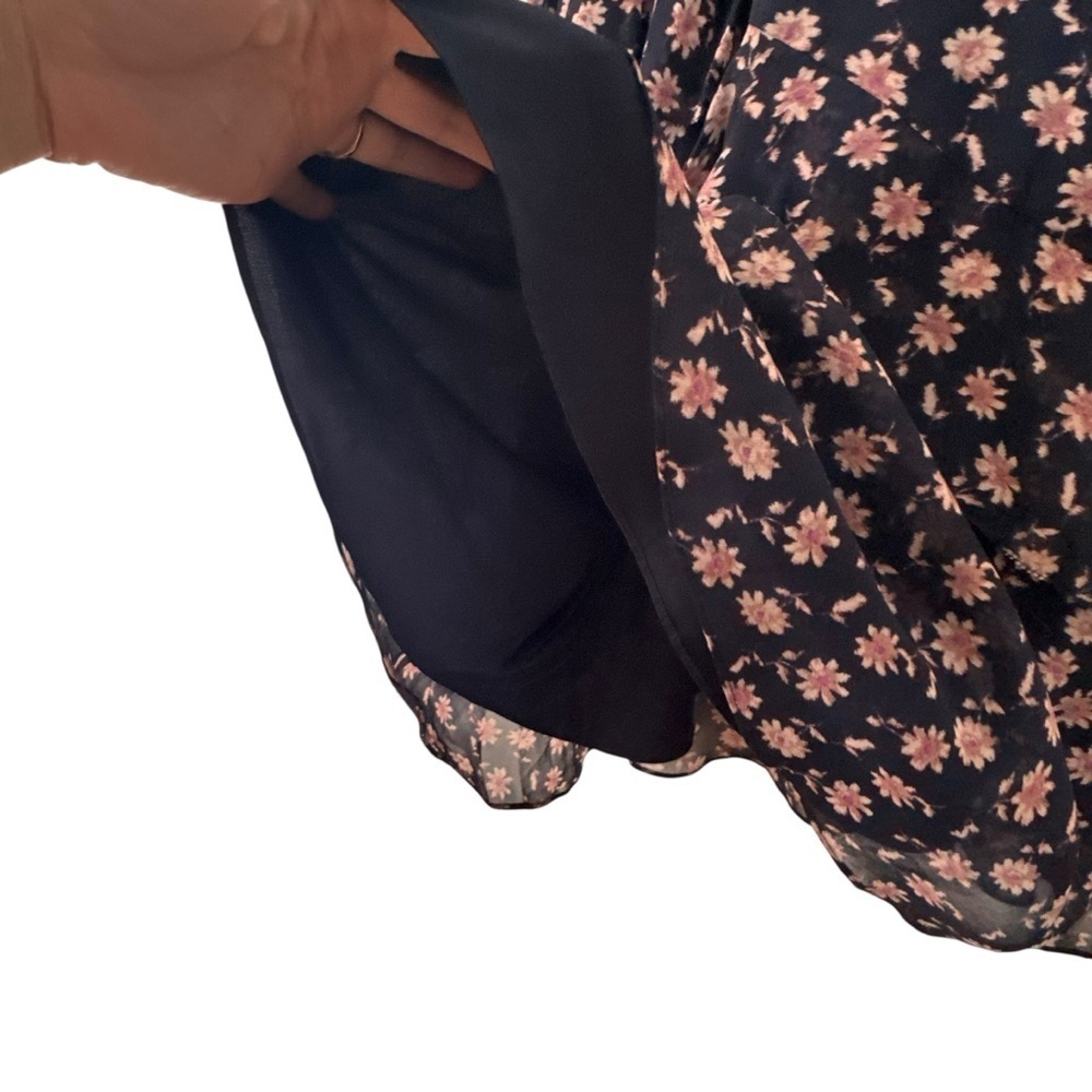 Joie 100% Silk Orita B Dress in "Midnight" Floral Black Pink Size 6 - Picture 11 of 15